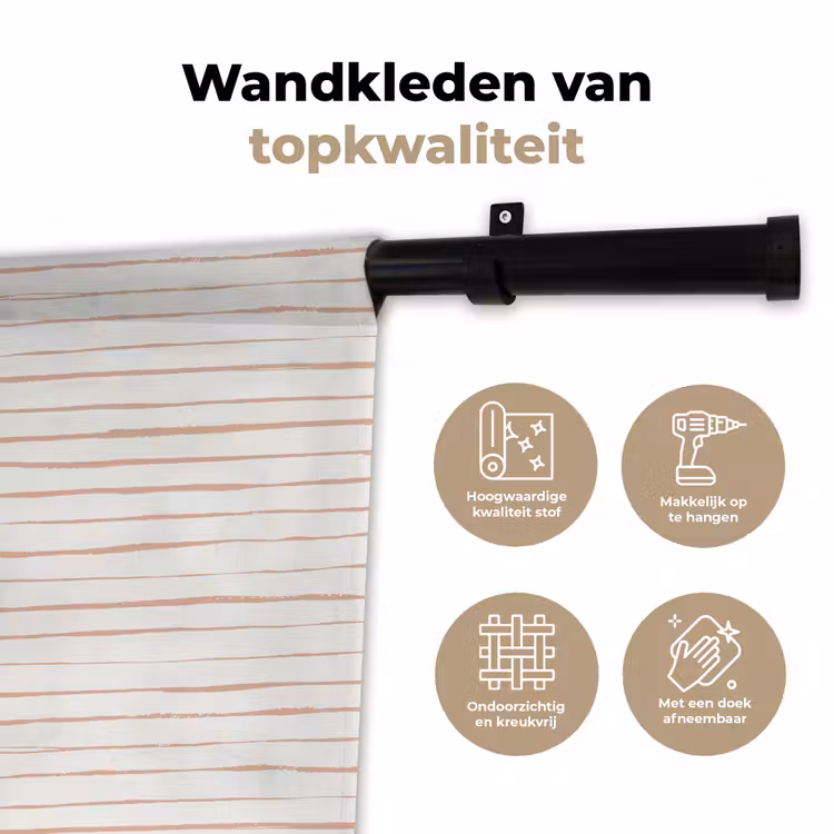 Wandkleed - Terracotta - Strepen - Wit — 3