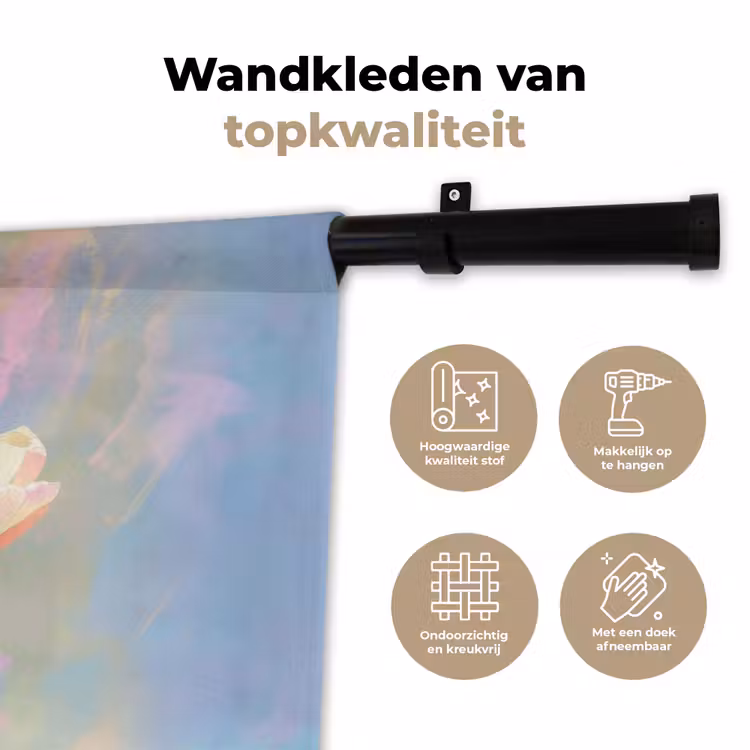 Wandkleed - Tulpen - Roze accenten - Blauw — 3