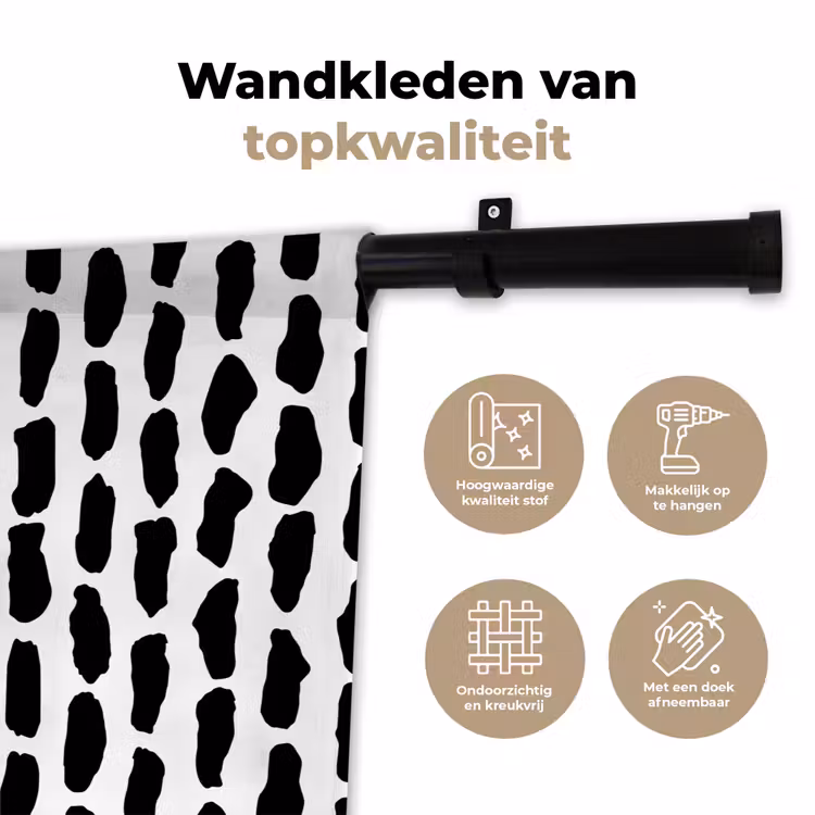 Wandkleed - Vorm - Zwart - Wit - Vlekken — 3
