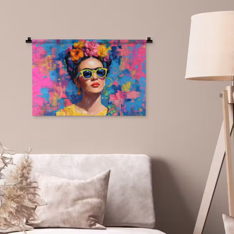 Wandkleed - Vrolijk portret - Vrouw - Bloemenkroon — 2