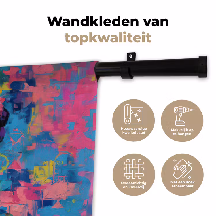 Wandkleed - Vrolijk portret - Vrouw - Bloemenkroon — 3