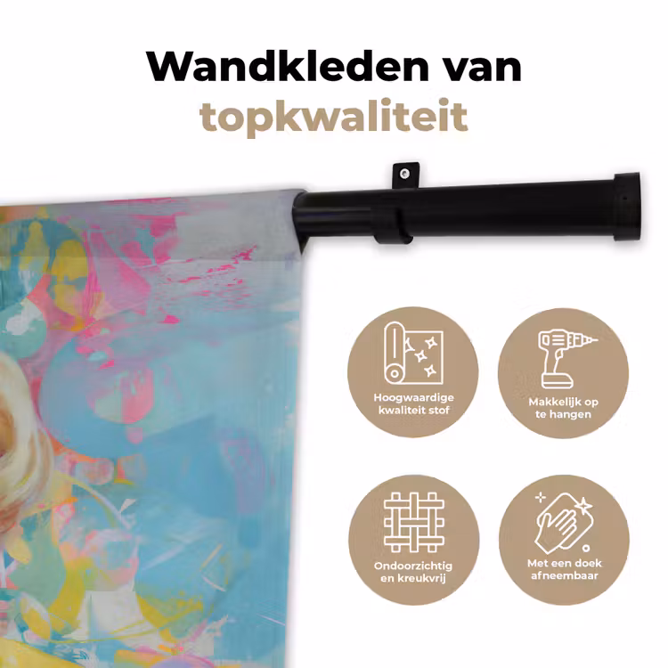 Wandkleed - Vrouw - Blond - Roze kauwgom - Kleurrijk - Pastel — 3