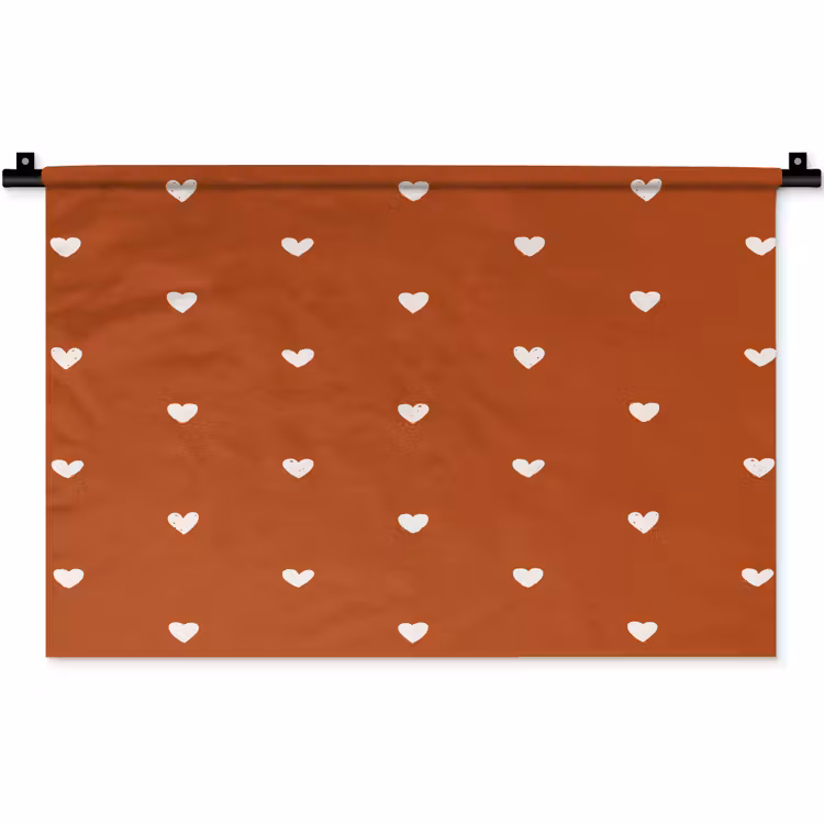 Wandkleed - Wit - Hartjes - Patroon - Rood — 1