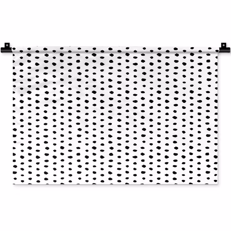Wandkleed - Wit - Zwart - Stippen - Patroon — 1