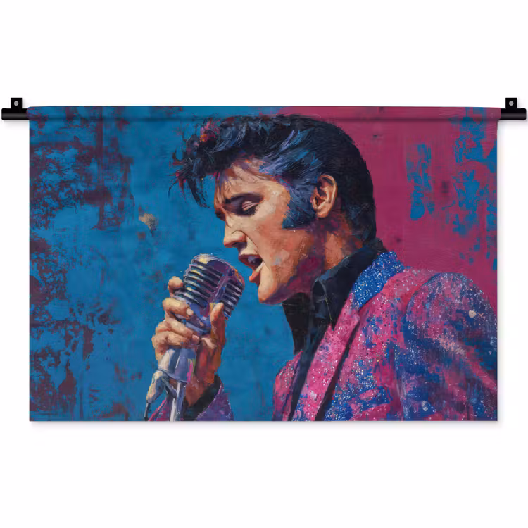 Wandkleed - Zingende man - Glitterjas - Microfoon — 1