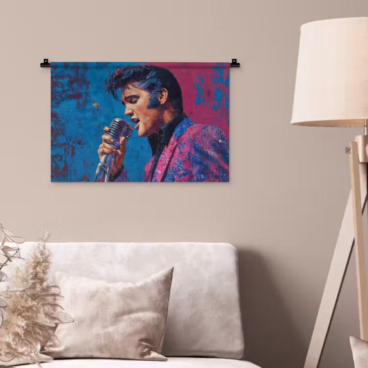 Wandkleed - Zingende man - Glitterjas - Microfoon — 2