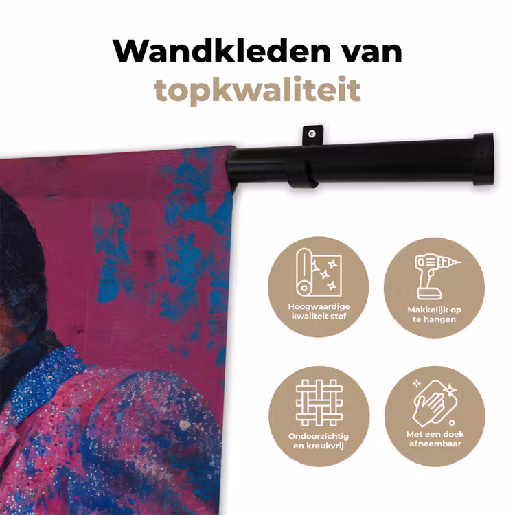 Wandkleed - Zingende man - Glitterjas - Microfoon — 3