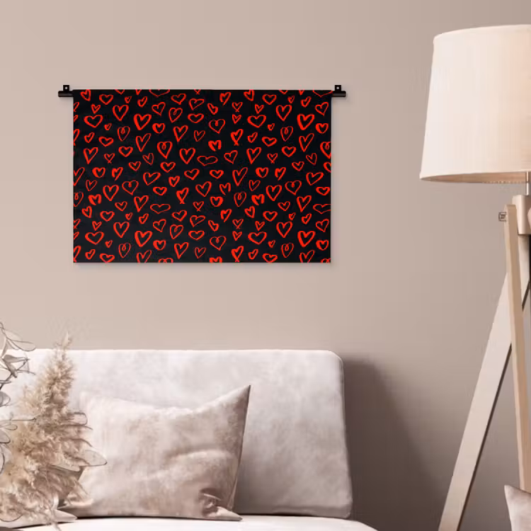 Wandkleed - Zwart - Harten - Rood — 2