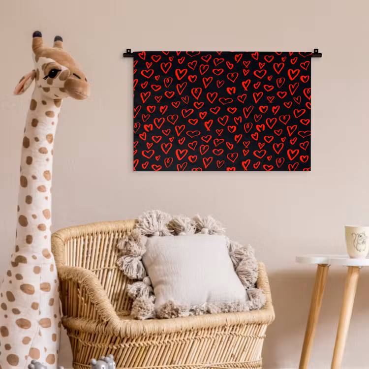 Wandkleed - Zwart - Harten - Rood — 5