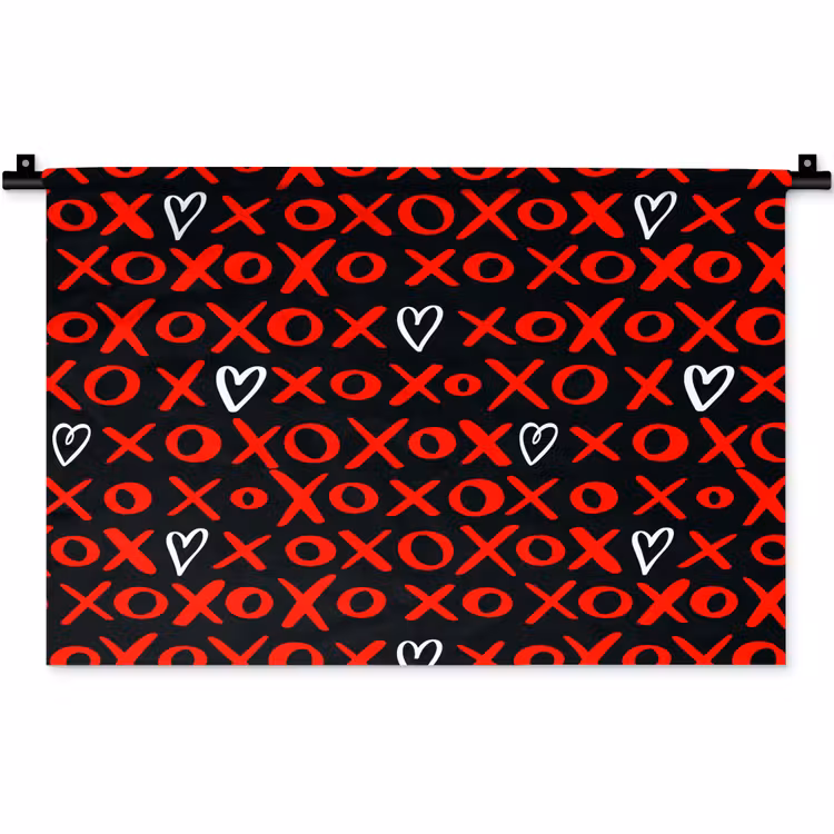 Wandkleed - Zwart - Rood - Contrast - Liefde — 1