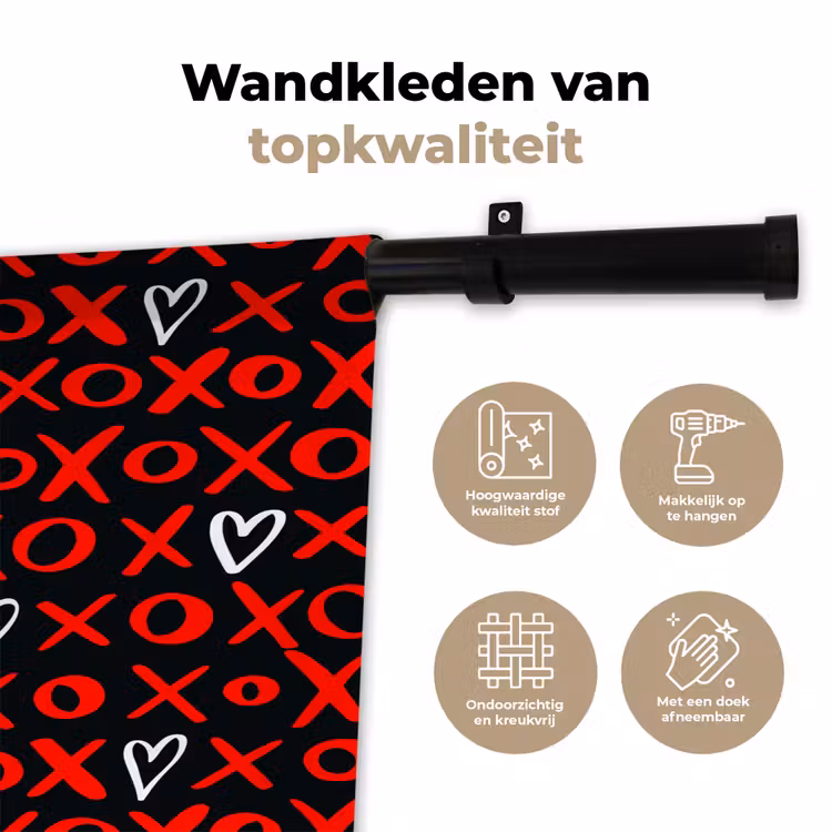 Wandkleed - Zwart - Rood - Contrast - Liefde — 3
