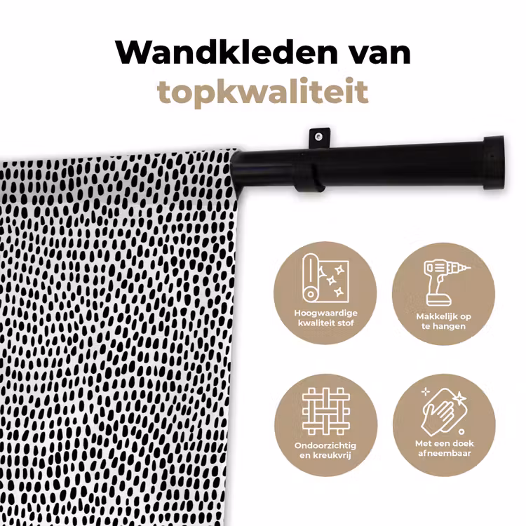 Wandkleed - Zwart - Stippen - Wit — 3