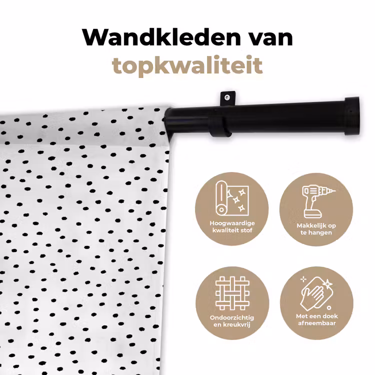 Wandkleed - Zwart - Wit - Stippen — 3