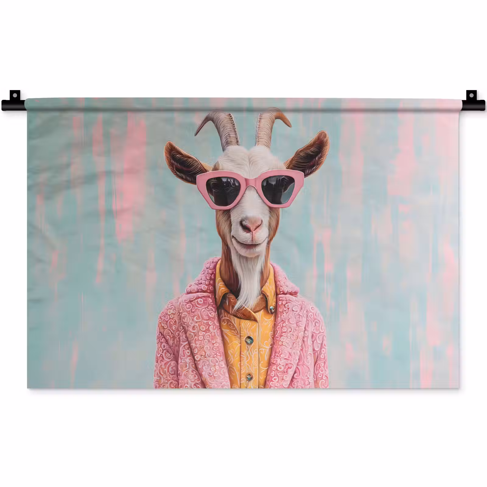 Wandkleed - Zonnebril - Roze - Geit - Horen — 1