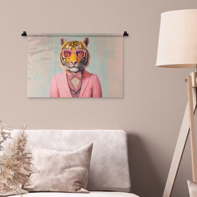 Wandkleed - Tijger - Strik - Jasje - Roze — 2