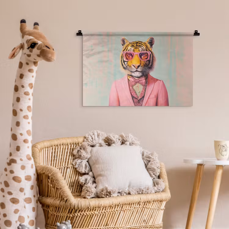 Wandkleed - Tijger - Strik - Jasje - Roze — 5