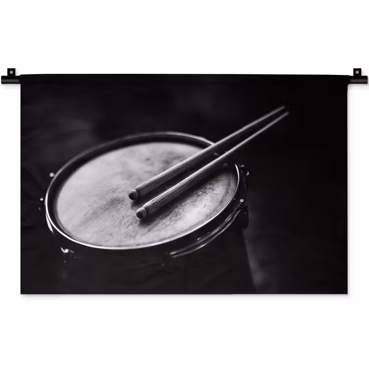 Wandkleed - Trommel - Close-up - Drumstokken - Zwart — 1