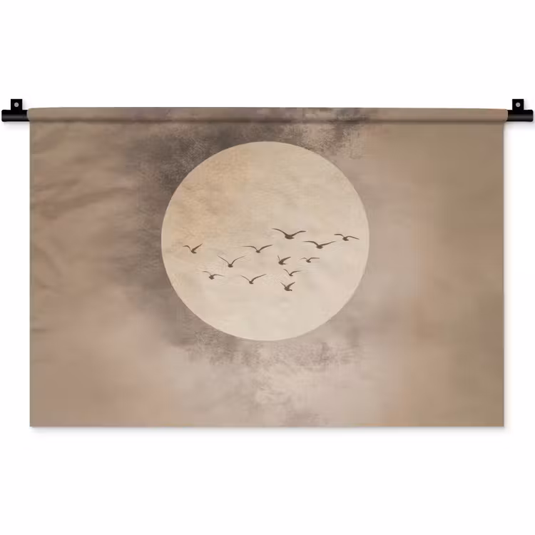 Wandkleed - Vogel - Beige - Japandi — 1