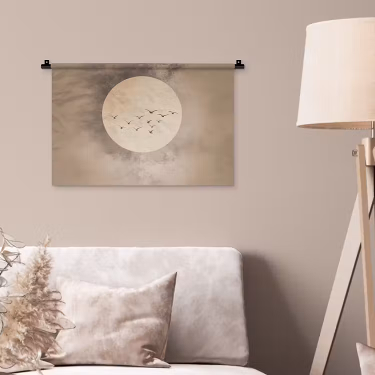 Wandkleed - Vogel - Beige - Japandi — 2