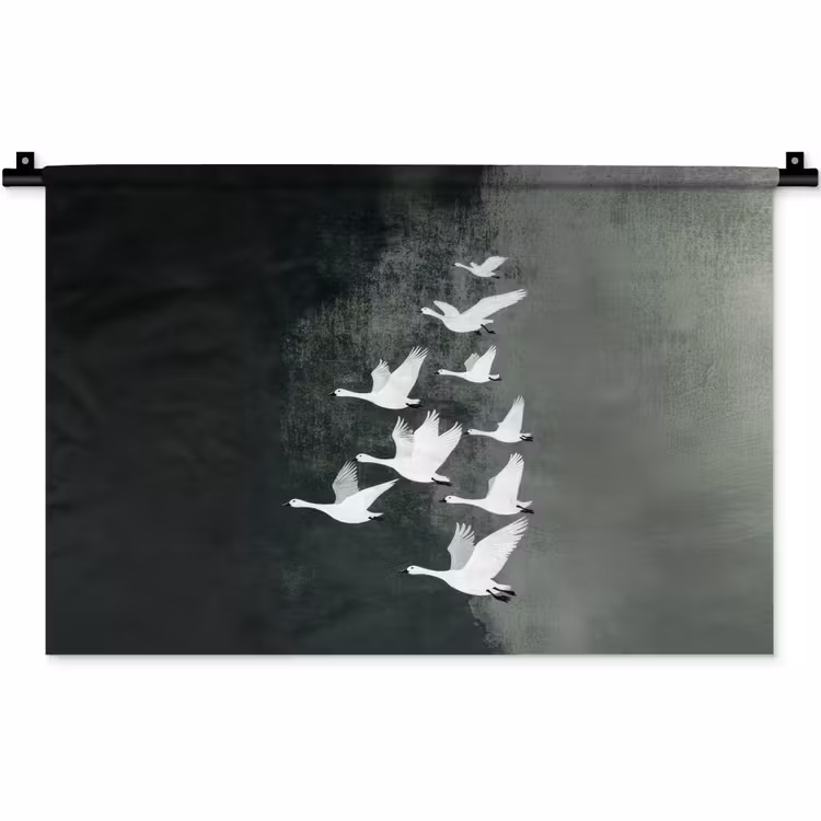 Wandkleed - Vogel - Japandi - Groen — 1