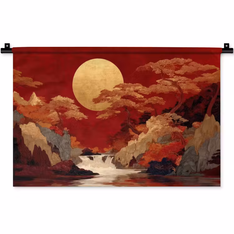 Wandkleed - Volle maan - Landschap - Waterval — 1