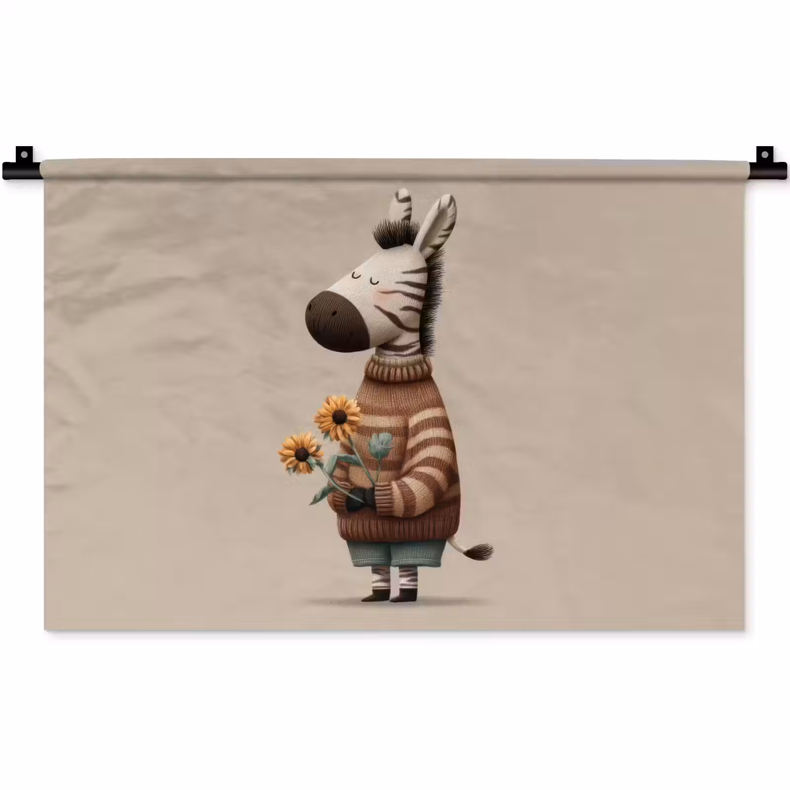 Wandkleed - Zebra - Zonnebloemen - Warm — 1
