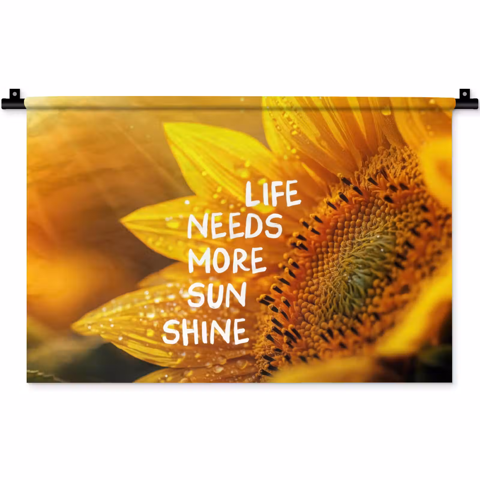 Wandkleed - Zonnebloem - Close up - Geel - Quote — 1