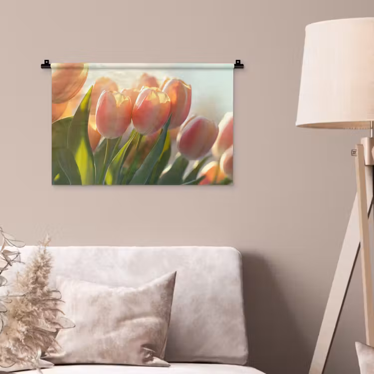 Wandkleed - Tulpen - Roze - Zonnestralen — 2