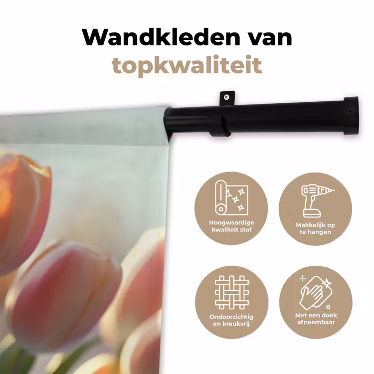 Wandkleed - Tulpen - Roze - Zonnestralen — 3