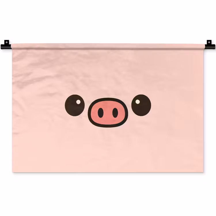 Wandkleed - Varken - Roze - Minimalistisch — 1