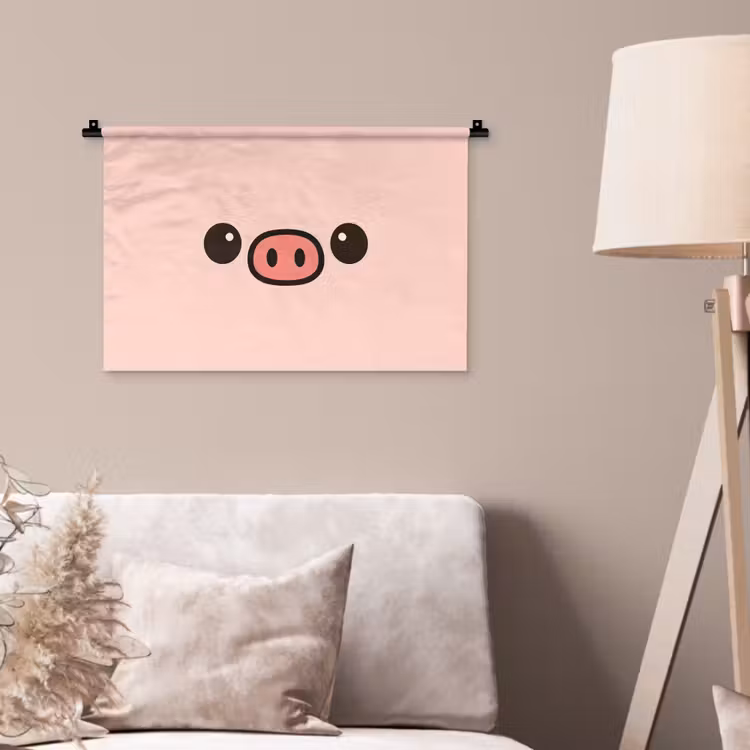 Wandkleed - Varken - Roze - Minimalistisch — 2