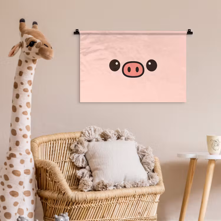 Wandkleed - Varken - Roze - Minimalistisch — 5