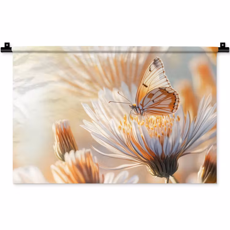 Wandkleed - Vlinder - Bloem - Oranje — 1