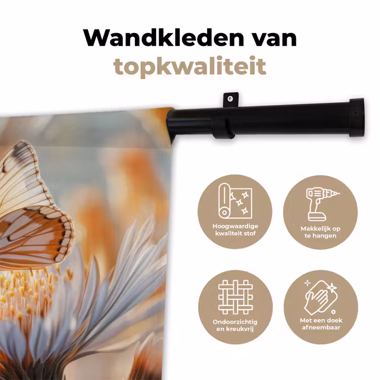 Wandkleed - Vlinder - Bloem - Oranje — 3