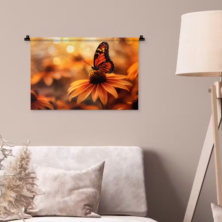 Wandkleed - Vlinder - Bloemen - Oranje — 2