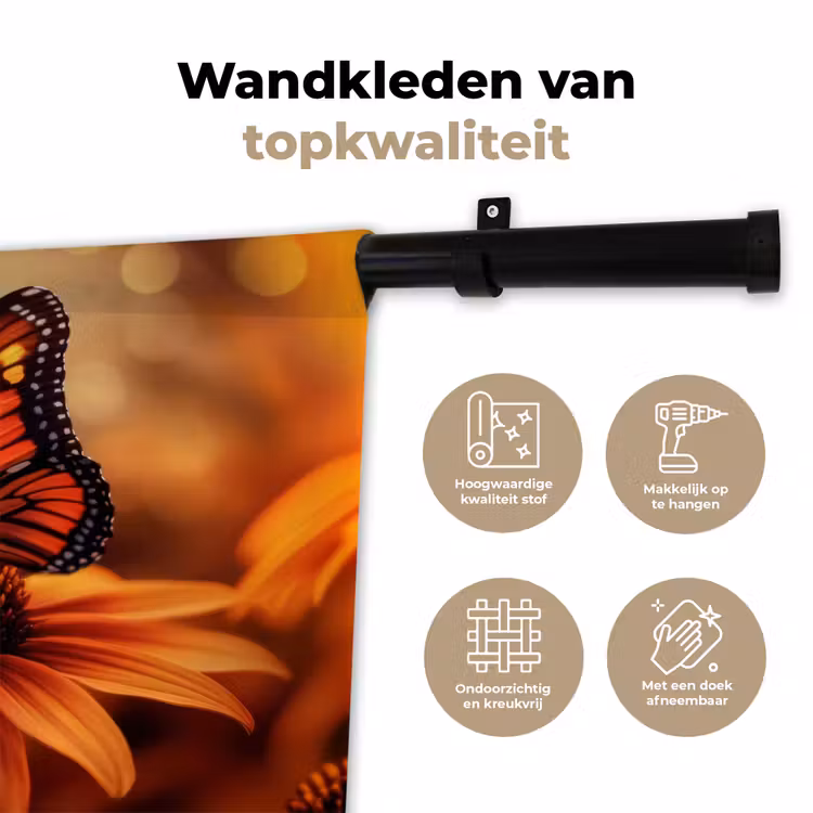 Wandkleed - Vlinder - Bloemen - Oranje — 3