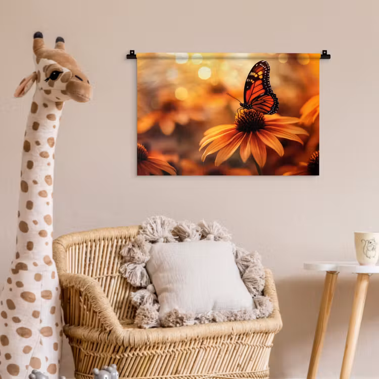 Wandkleed - Vlinder - Bloemen - Oranje — 5