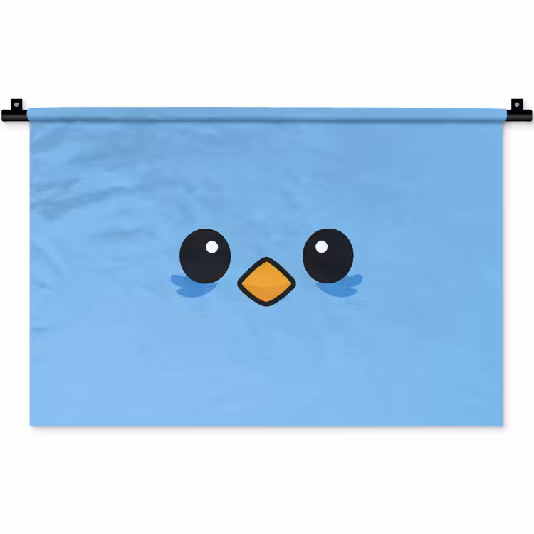 Wandkleed - Vogel - Blauw - Eenvoudig — 1