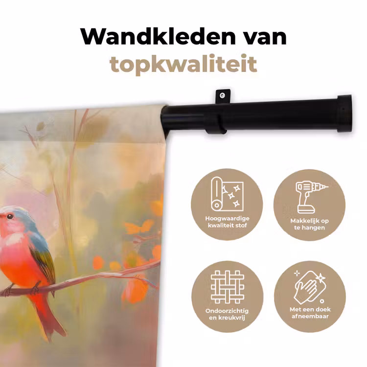 Wandkleed - Vogels - Kleurrijk - Tak — 3
