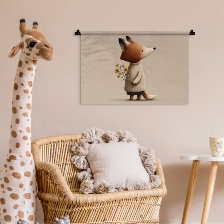 Wandkleed - Vos - Gele bloemen - Minimalistisch — 5