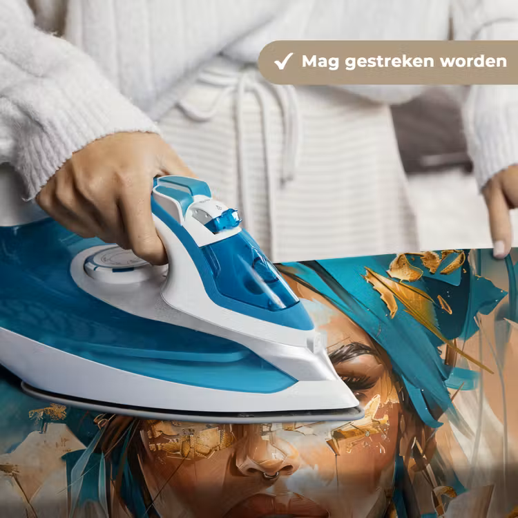 Wandkleed - Vrouw - Portret - Goud - Luxe - Blauw — 6