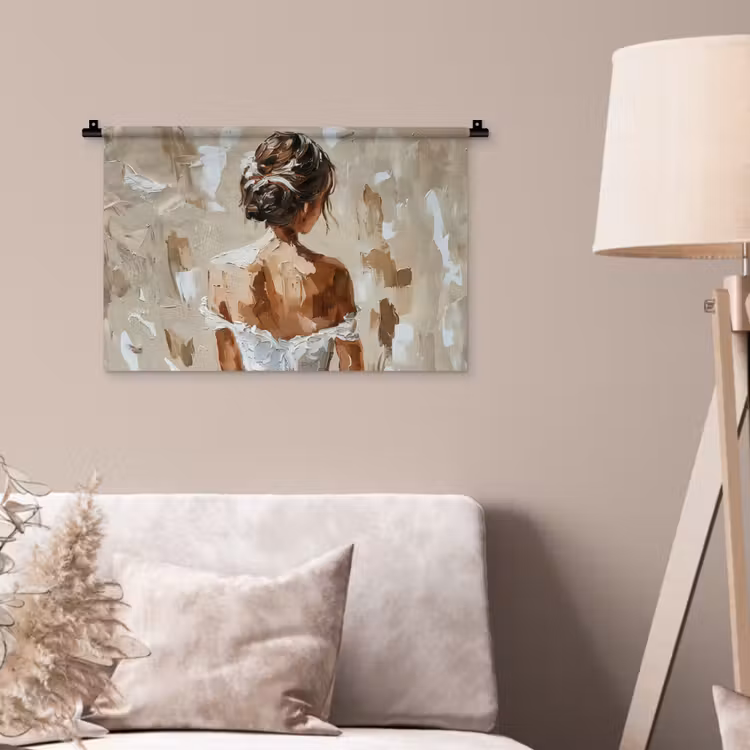 Wandkleed - Vrouw - Verf - Abstract - Beige - Modern — 2