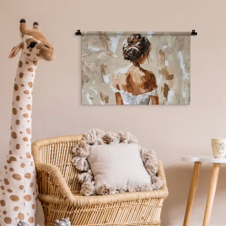 Wandkleed - Vrouw - Verf - Abstract - Beige - Modern — 5