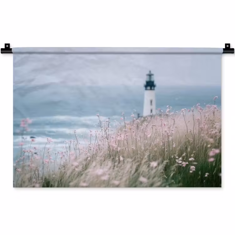 Wandkleed - Vuurtoren - Klif - Zee - Bloemen — 1
