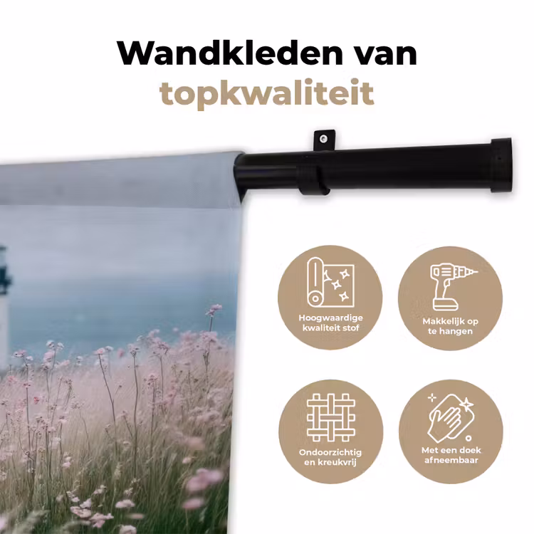 Wandkleed - Vuurtoren - Klif - Zee - Bloemen — 3