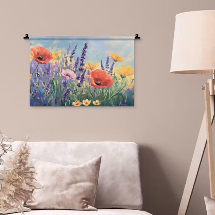 Wandkleed - Weide - Bloemen - Kleurrijk — 2
