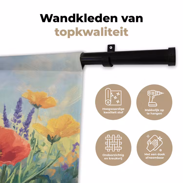 Wandkleed - Weide - Bloemen - Kleurrijk — 3