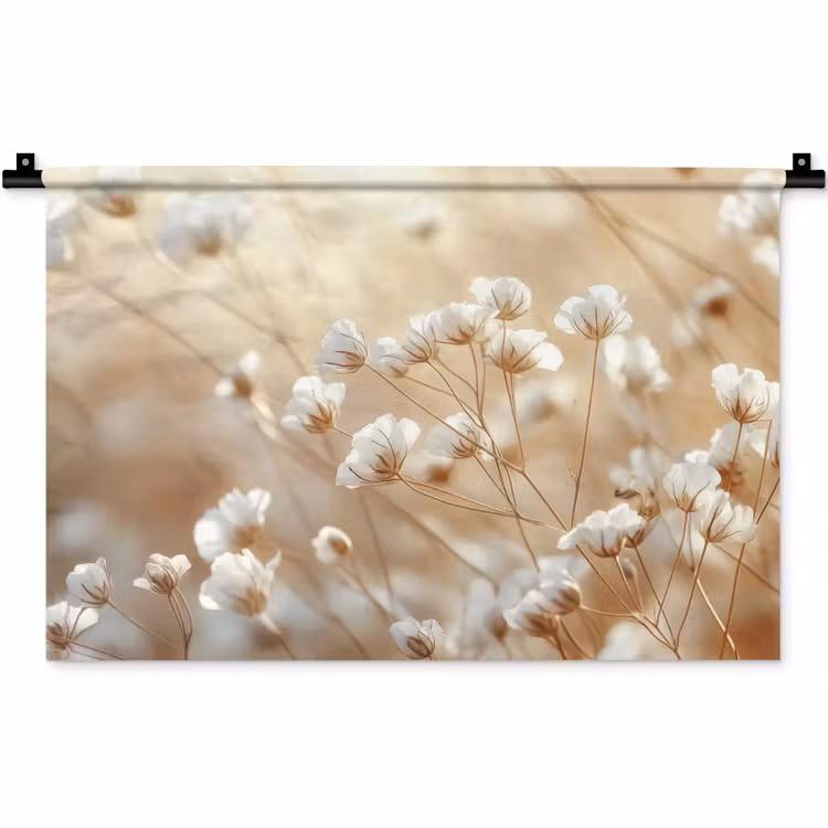 Wandkleed - Wilde - Bloemen - Wit — 1