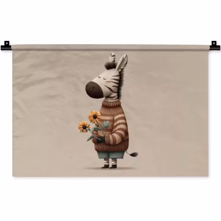 Wandkleed - Zebra - Zonnebloemen - Warm — 1