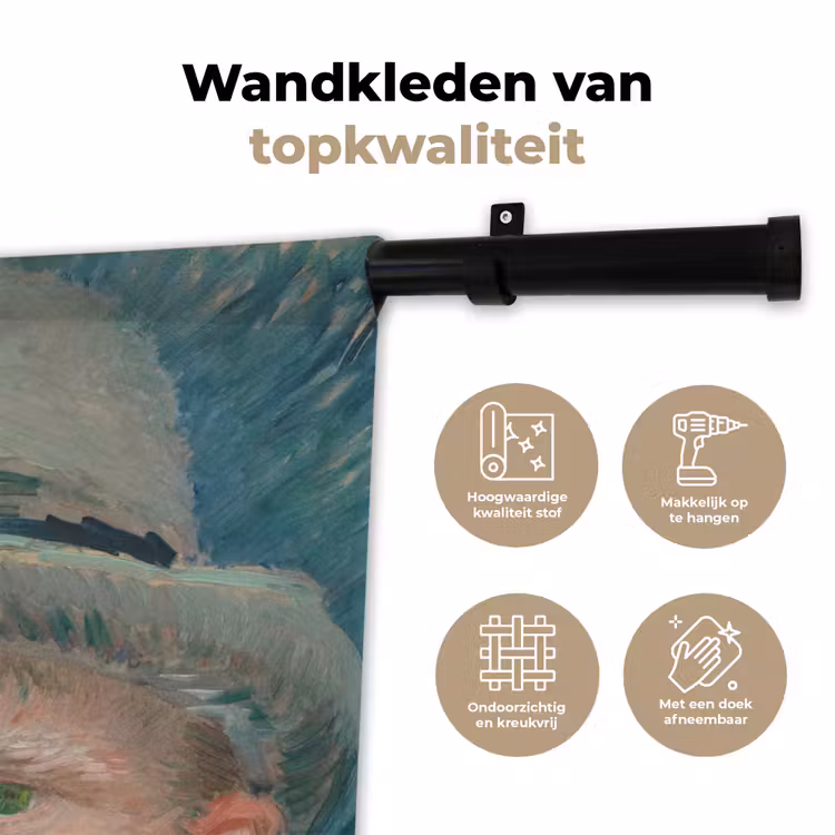 Wandkleed - Zelfportret 1887 - Schilderij van Vincent van Gogh — 3